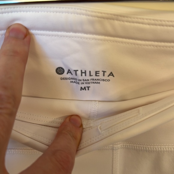 Athleta medium tall perforated white NWOT sleek zippers Leggings tights - Picture 3 of 9